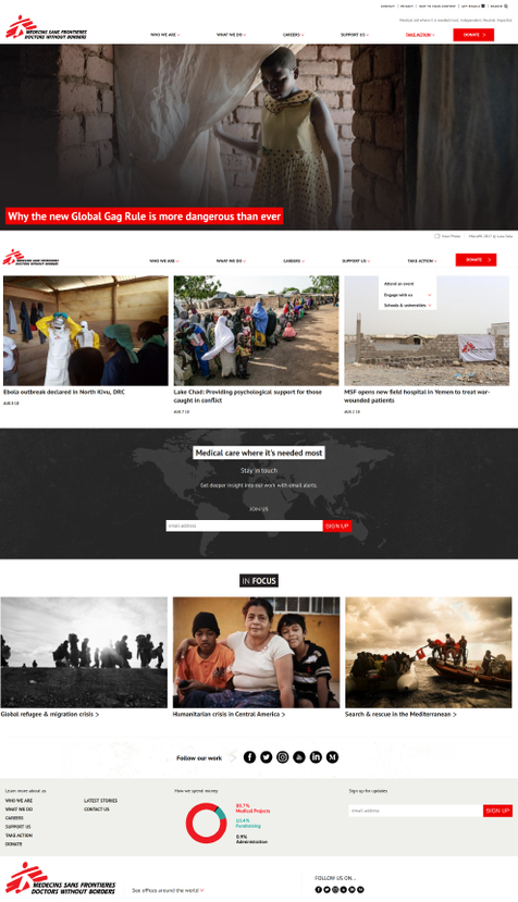 Main page of Doctors without borders organisation