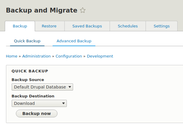 Backup and Migrate - Quick copy