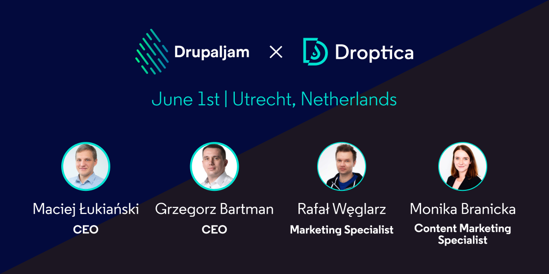 Zespół Droptica będzie obecny na konferencji Drupaljam 2023 dla społeczności Drupala w Utrechcie.