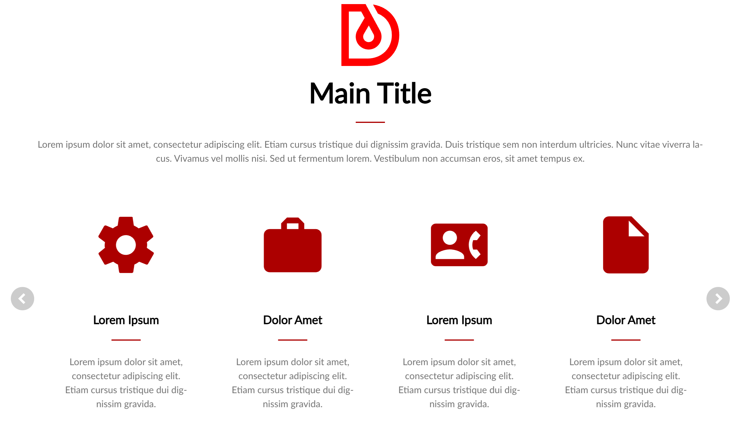 Przykład paragraphu carousel w Droopler CMS open source website builder