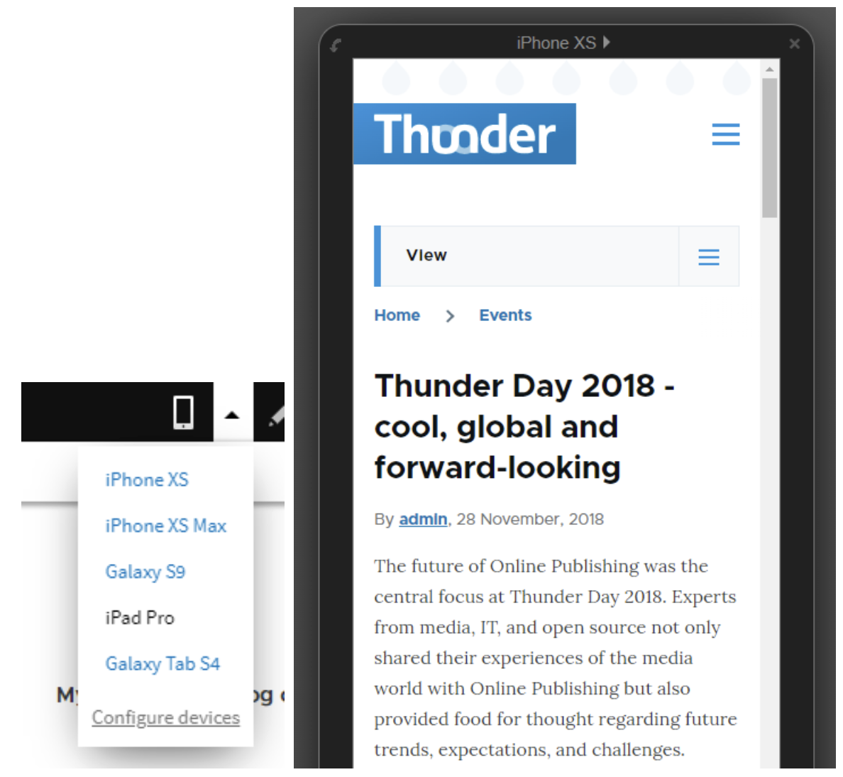 Podgląd mobilny w CMS Editor pozwala zobaczyć, jak artykuł wyświetla się na smartfonie i tablecie.