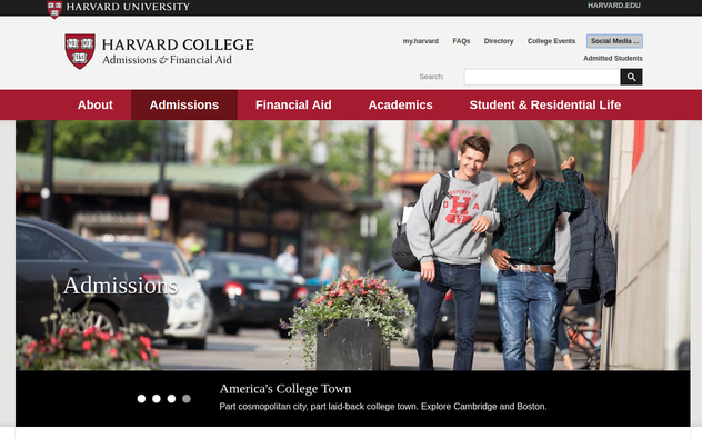 Strona rekrutacji Harvardu