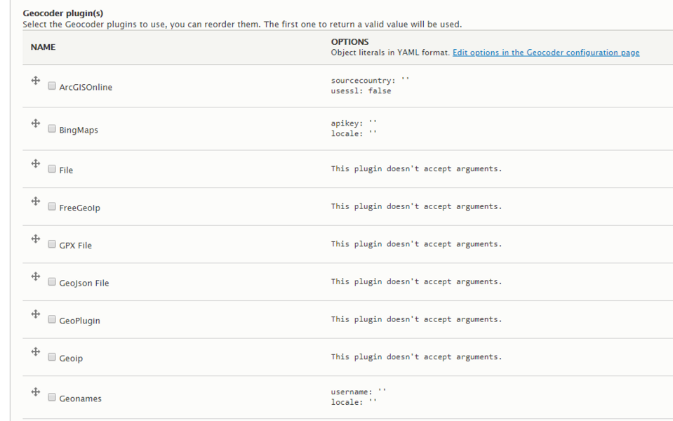 Geocoder module interface