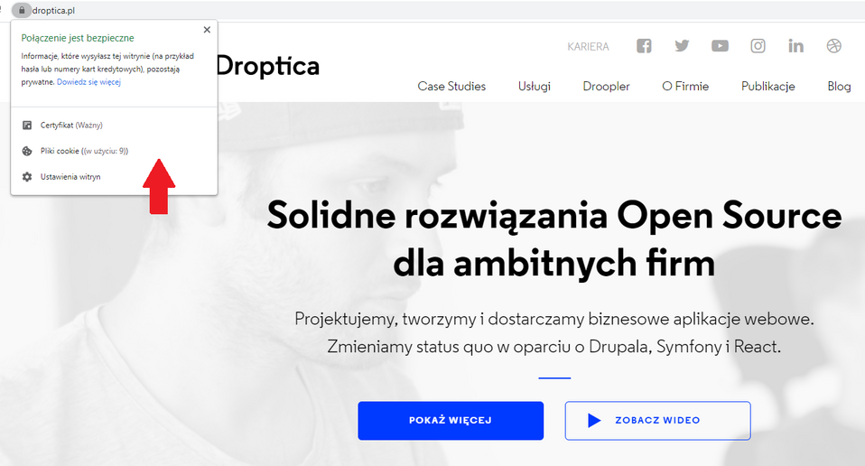 Informacja o wykorzystywaniu protokołu HTTPS na stronie internetowej Droptica