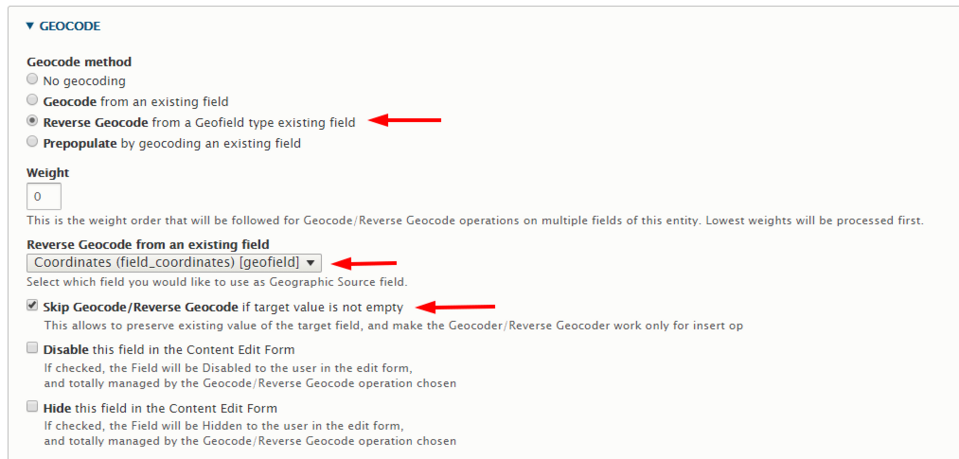 Sample address field configuration