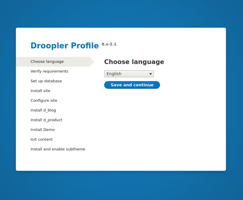 Ustalanie głównego języka swojej strony internetowej w instalatorze Drooplera