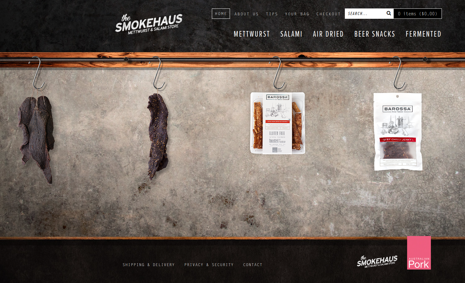 Przeglądanie produktów na stronie e-commerce the Smokehaus przypomina wizytę u rzeźnika