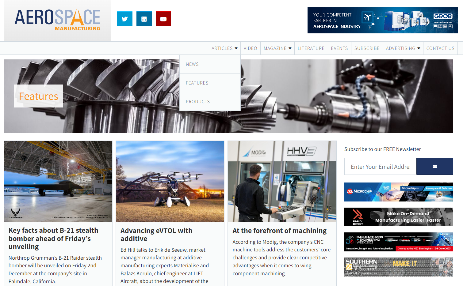 Blog Aerospace Manufacturing zawiera artykuły na temat nowości, funkcji i produktów z branży