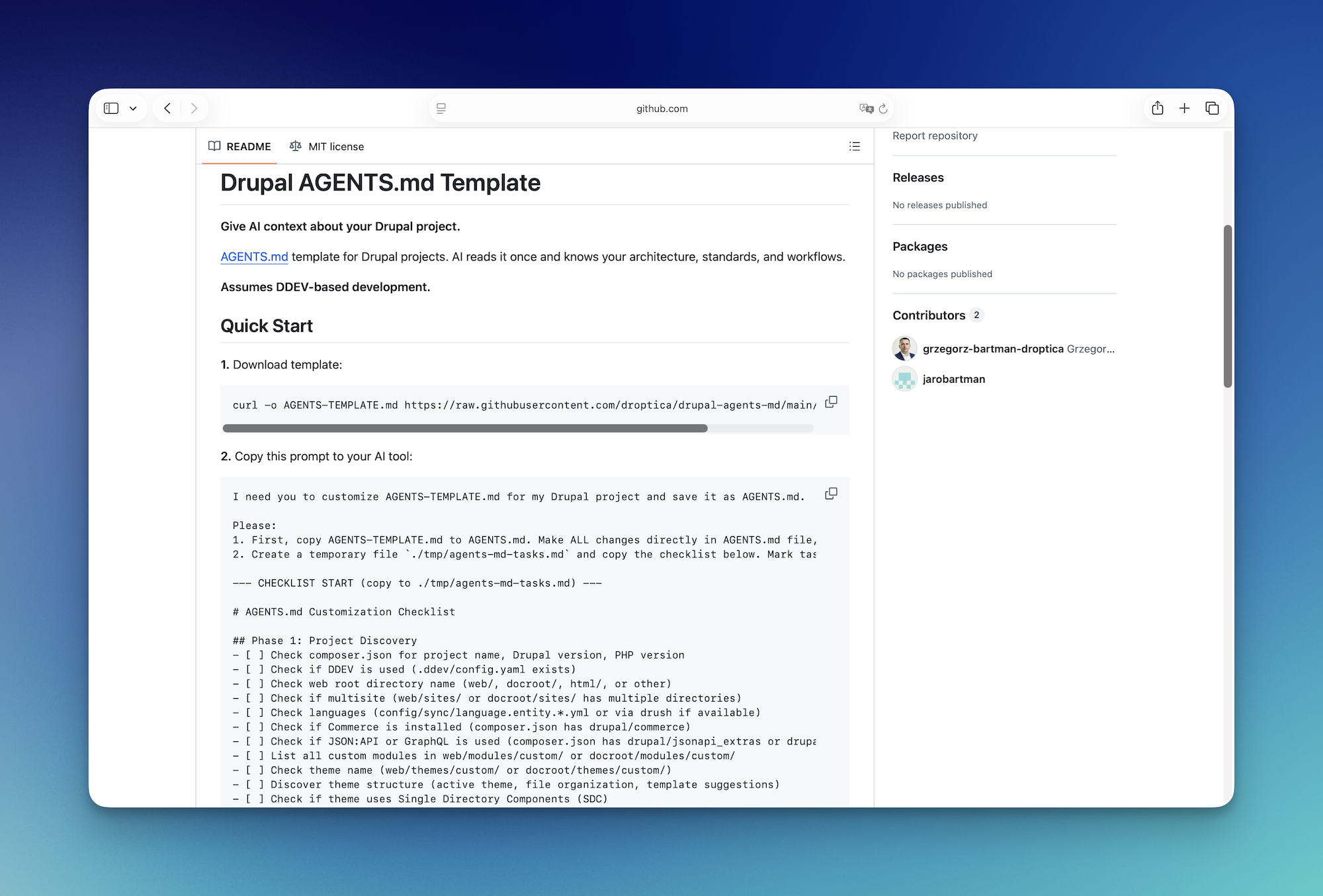 Repozytorium Agents.md na Github.