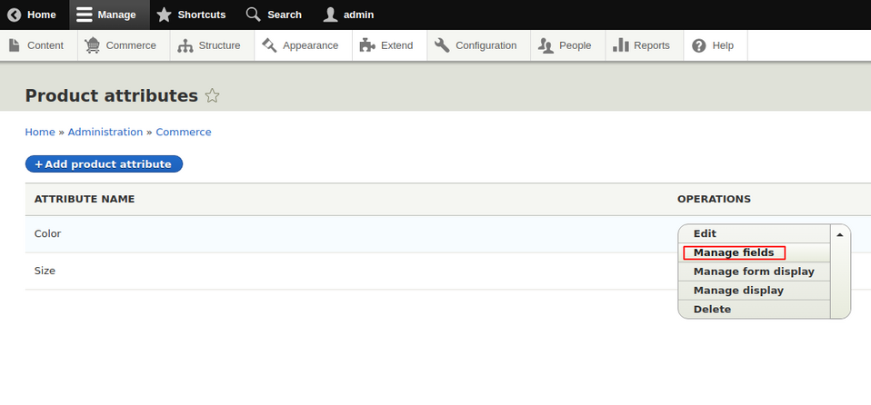 commerce product manage fields