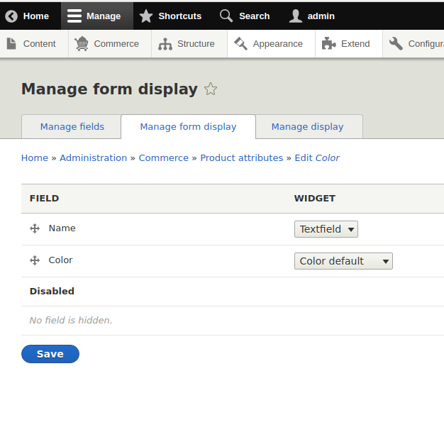 commerce manage fields