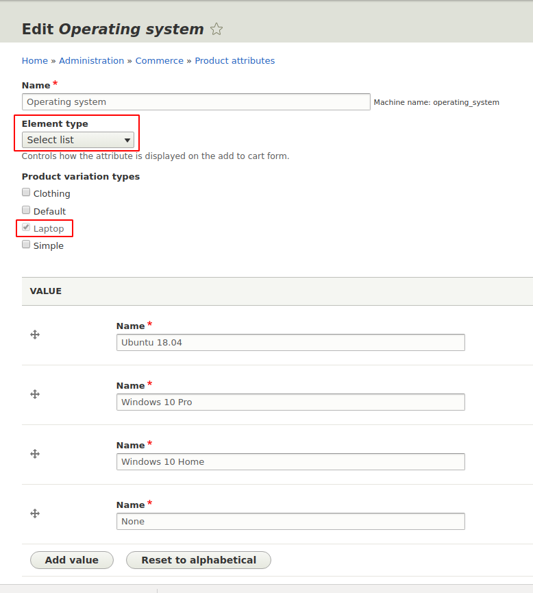 commerce os settings