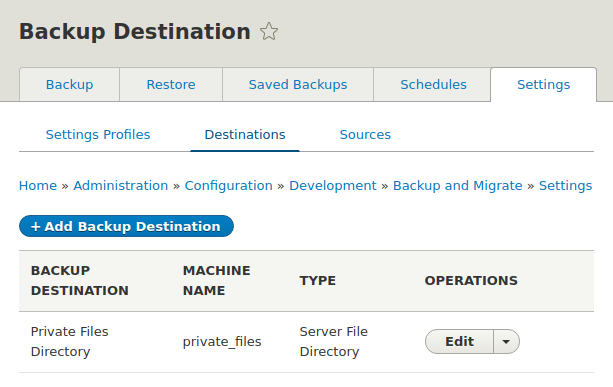Backup and Migrate - Destinations