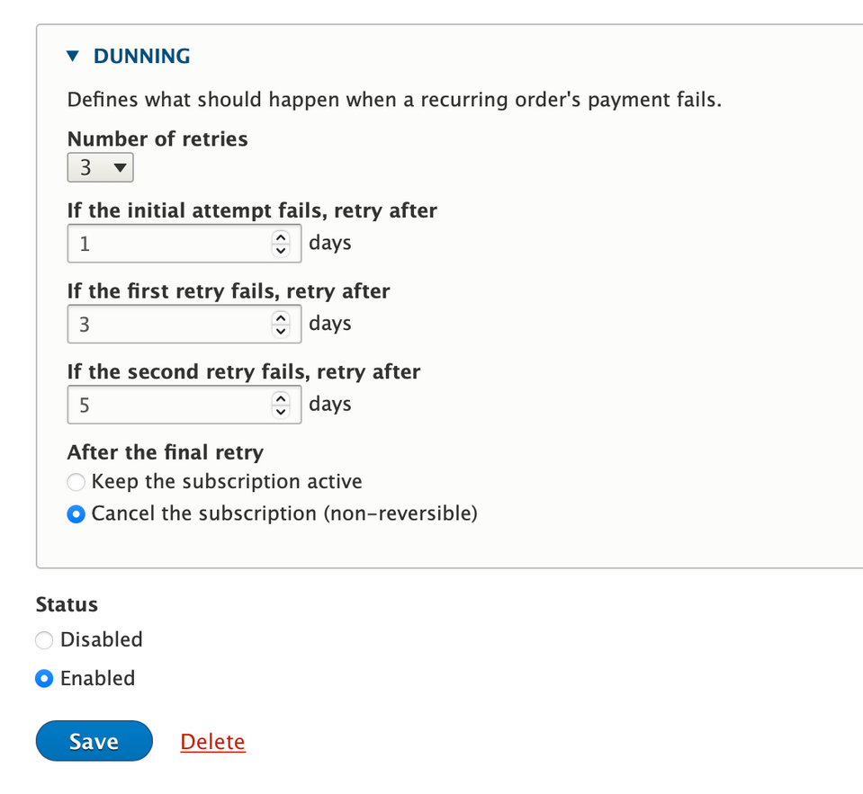 billing schedule formularz