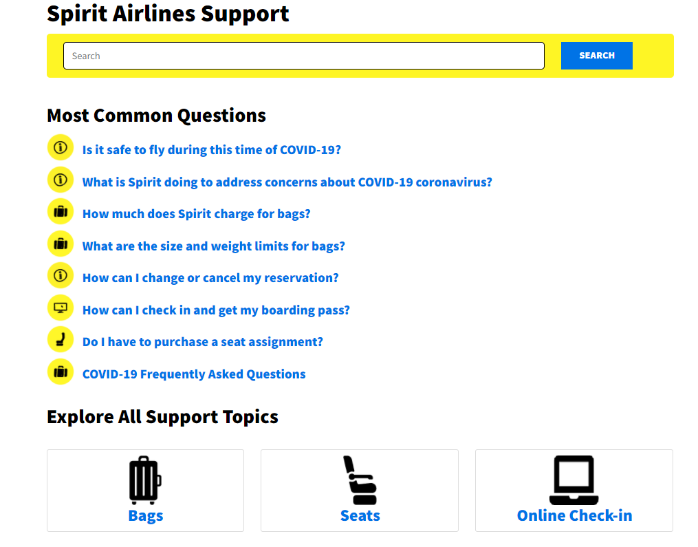 Najczęstsze pytania i odpowiedzi w centrum wsparcia Spirit Airlines