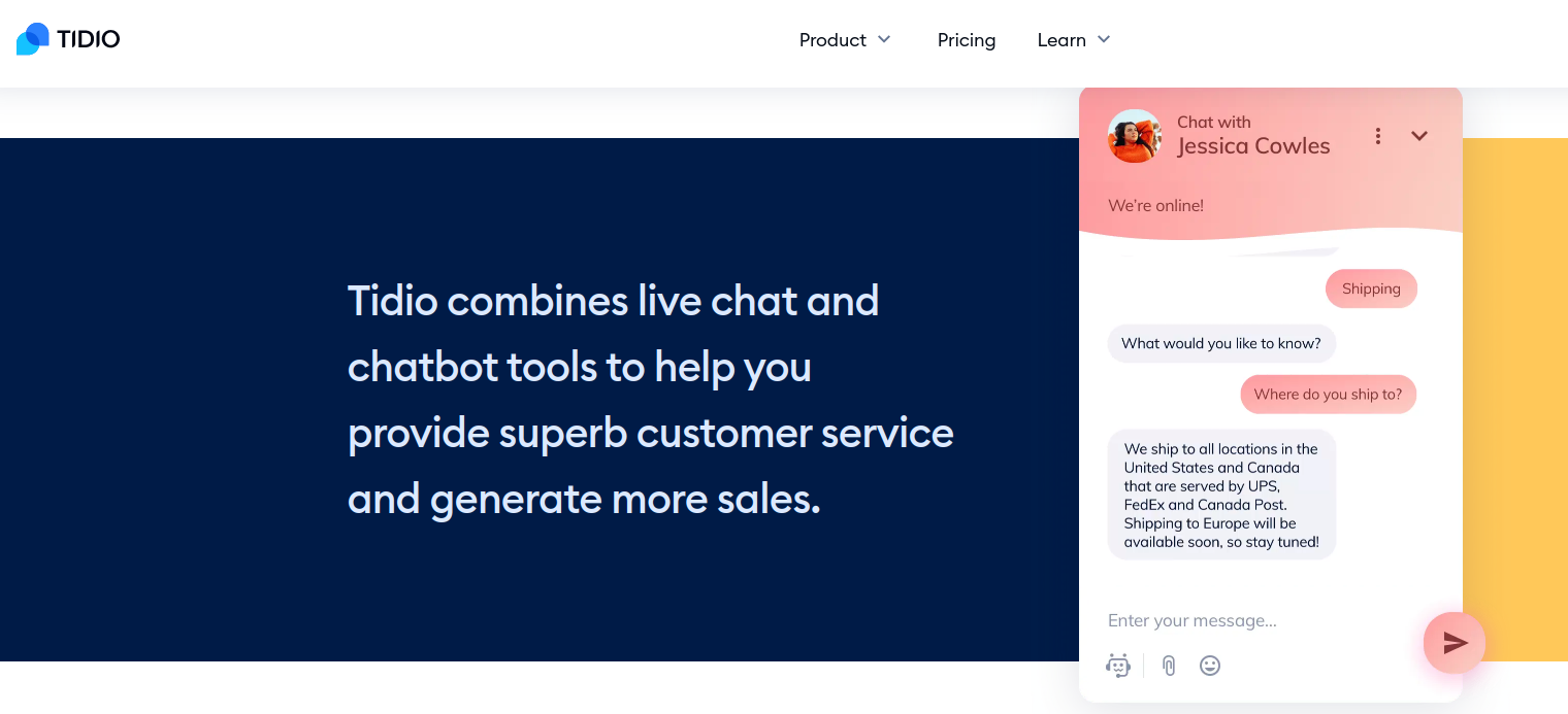 Przykład rozmowy z chatbotem, czyli rozwiązaniem, które jest jednym z trendów ecommerce