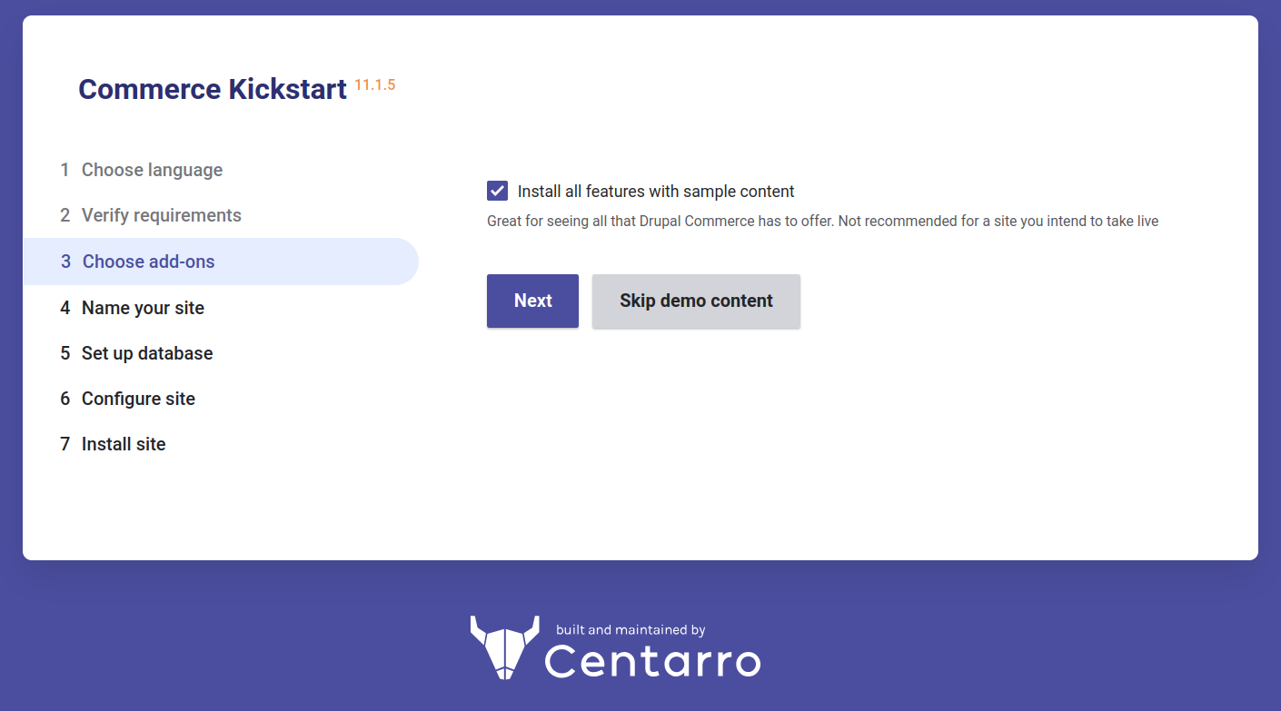Site template Commerce Kickstart
