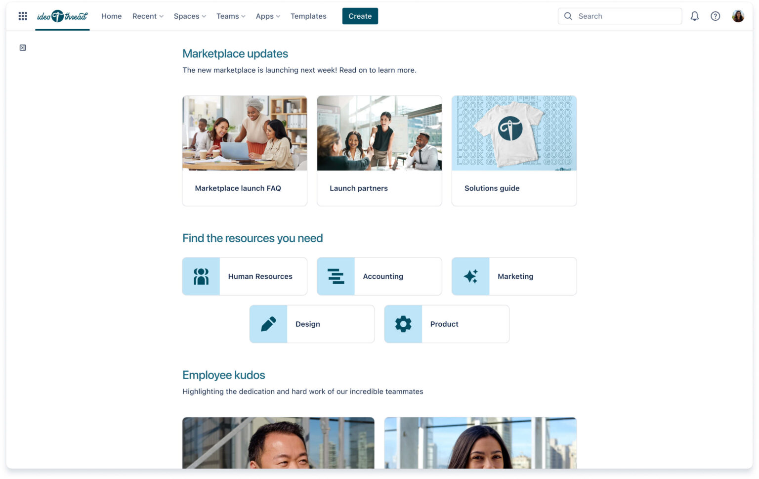 Portal intranetowy zbudowany za pomocą narzędzia Confluence firmy Atlassian