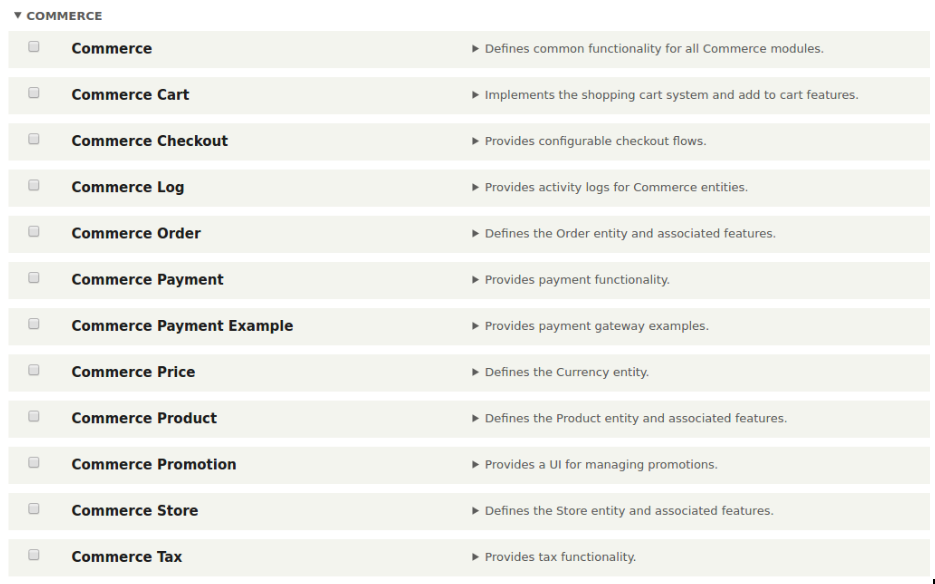 Drupal 8 commerce Modules 