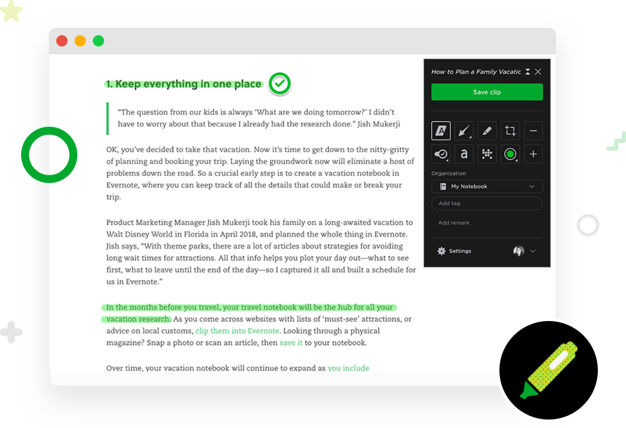 Narzędzie Web Clipper w Evernote pozwala na zapisywanie screenshotów i dodawanie do nich notatek