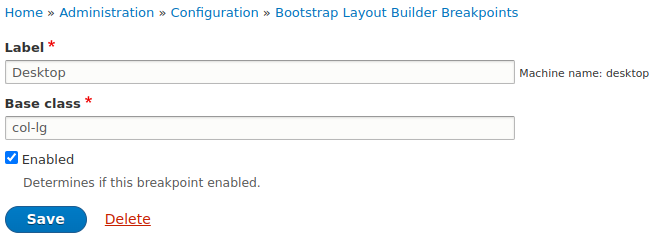 Flaga w Bootstrap Layout Builder Breakpoints umożliwia włączenie lub wyłączenie breakpointa