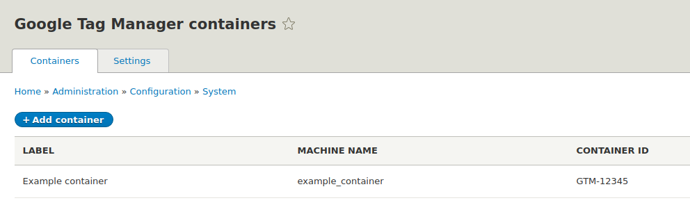 Google Tag Manager - Containers