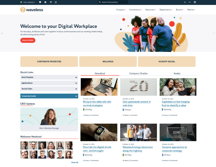 Przykładowy portal intranetowy wykonany przy użyciu narzędzia Igloo