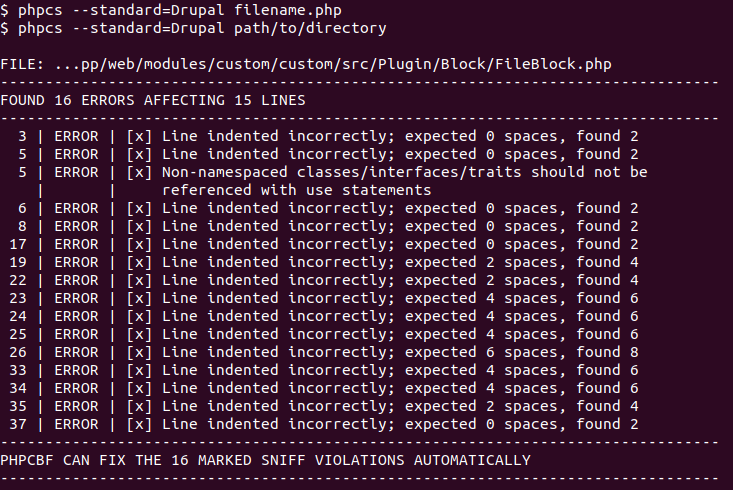 Sprawdzanie standardu kodowania w module Drupala Coder