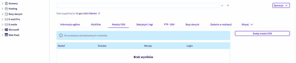 Początek instalowania Drupala na platformie OVH