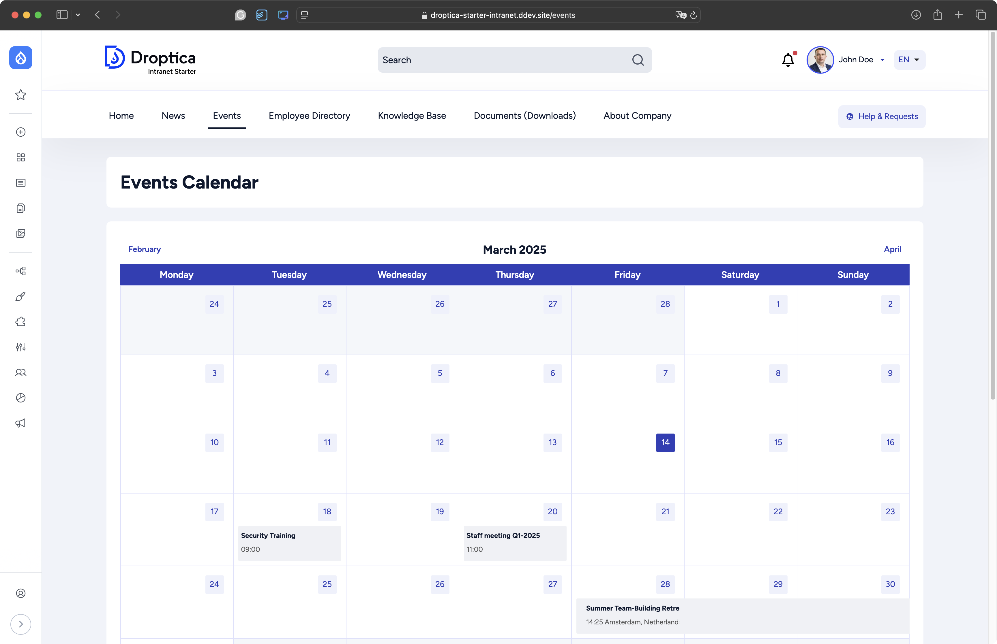 Kalendarz w narzędziu Open Intranet pozwala na łatwe planowanie i udostępnianie wydarzeń w firmie