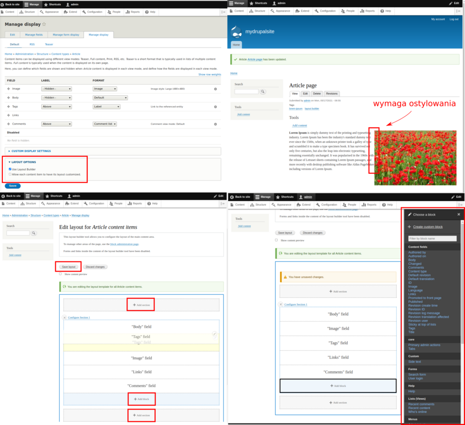 Tworzenie landing page w Drupalu z wykorzystaniem modułu Layout Builder