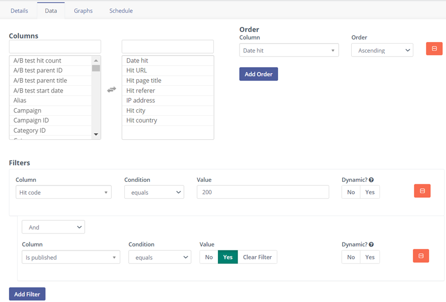 Mautic jako narzędzie dla startupów umożliwia łatwą konfigurację customowych raportów z filtrami.