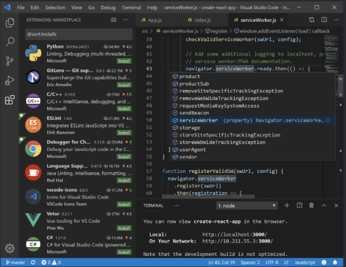 Visual Studio Code jest edytorem kodu, który programiści mogą używać za darmo