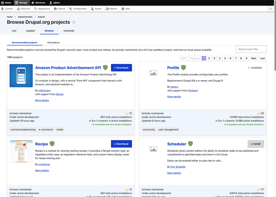 Wyszukiwarka modułów zdecydowanie upraszcza wielostopniowy proces instalowania modułów w Drupalu