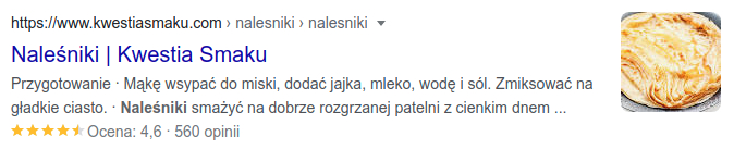 Przyjazny wygląd przepisu ze strony Kwestia Smaku w wynikach wyszukiwania