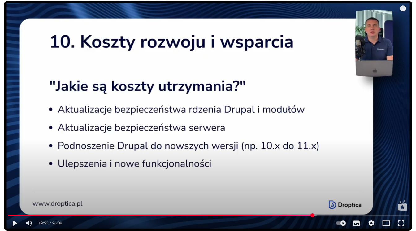 Klienci zadają pytania o koszty utrzymania i dalszego rozwoju systemu na Drupalu, aby móc podjąć finalną decyzję