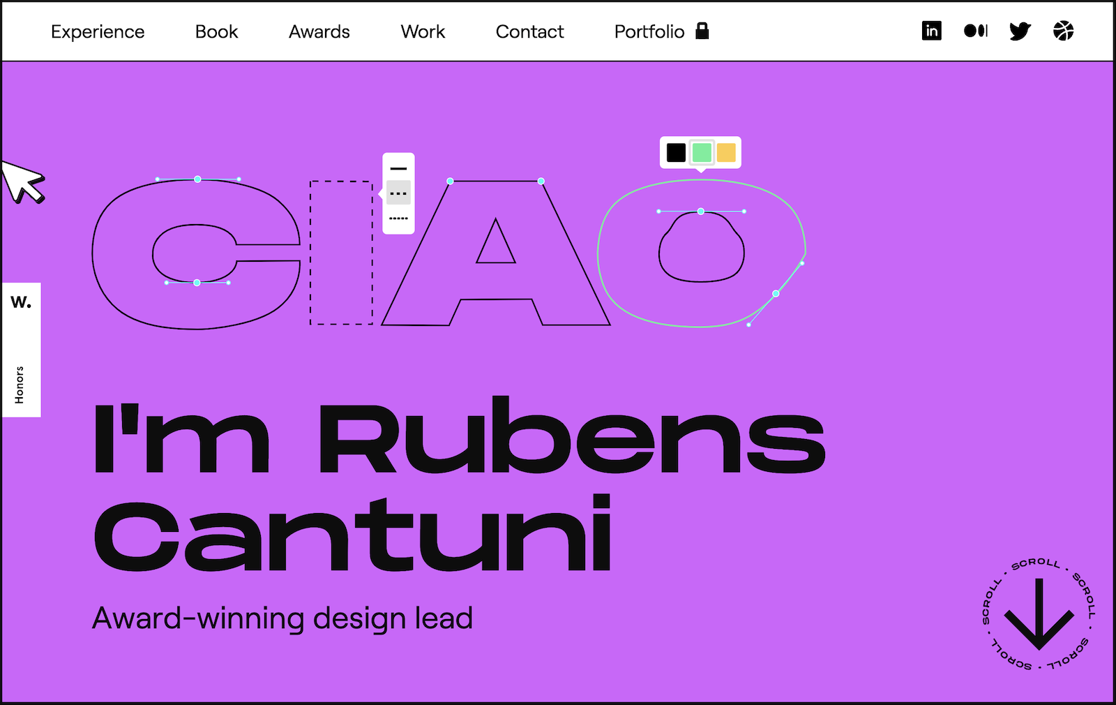 Osobista strona internetowa Rubensa Cantuni pokazuje jego doświadczenie oraz portfolio projektów.