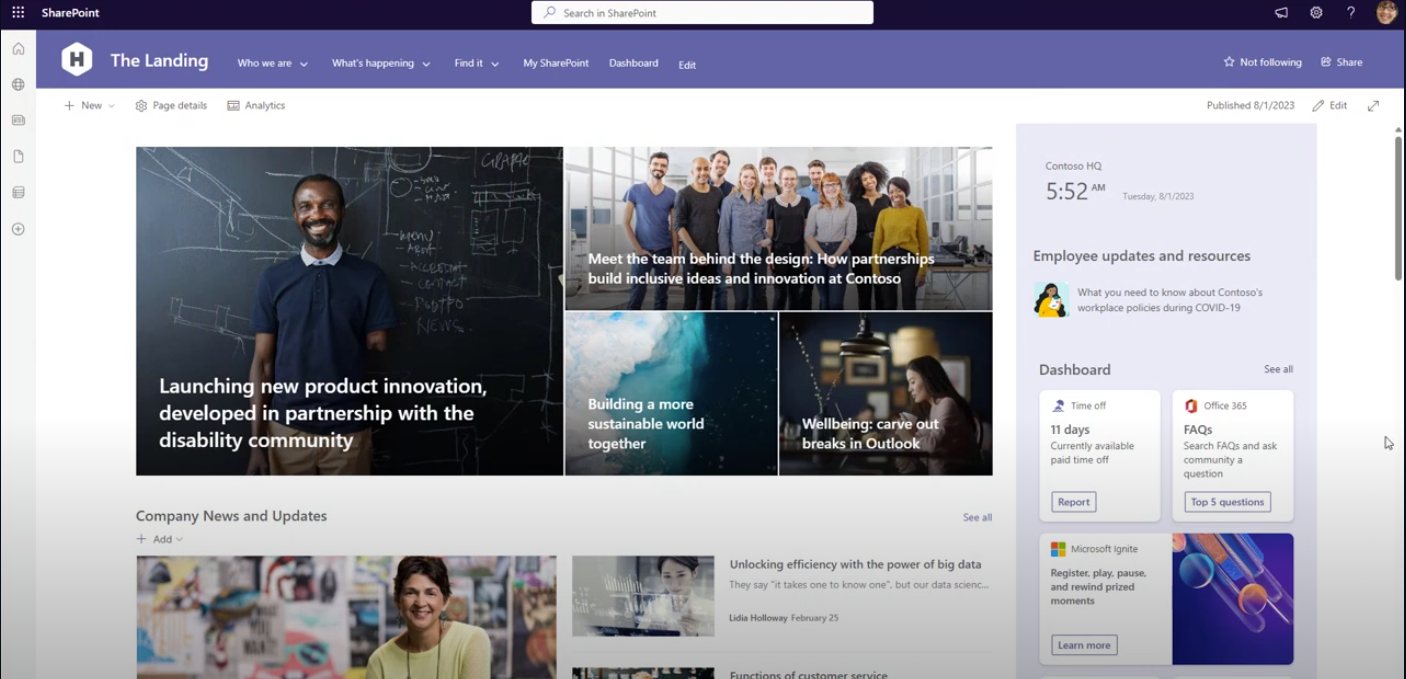 Przykład wykorzystania funkcjonalności SharePoint News