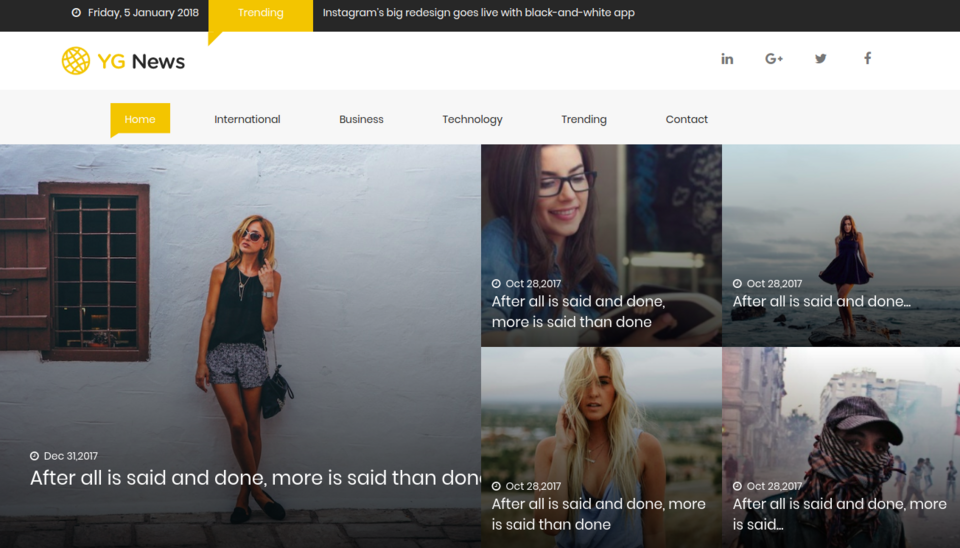 YG News to idealny motyw dla stron internetowych z wiadomościami