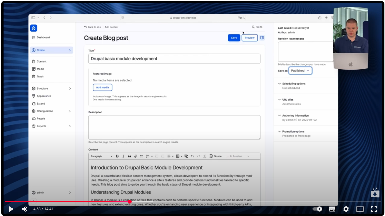 Tworzenie wpisu na blogu przy użyciu modułów AI w Drupalu
