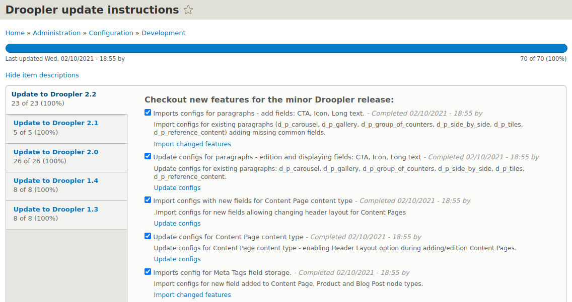 Użycie modułu Checklist API w dystrybucji Drupala Droopler