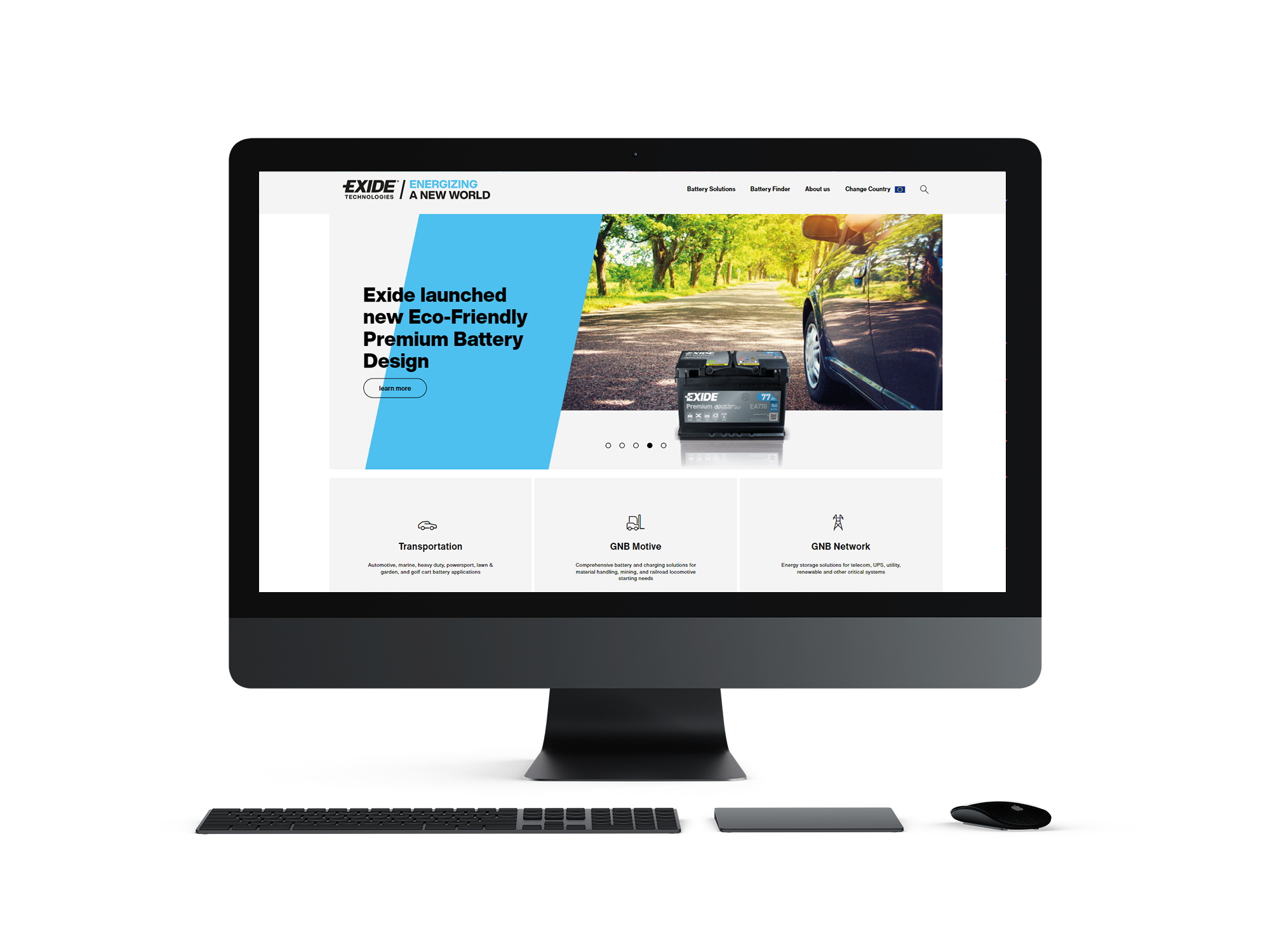 Strona internetowa firmy Exide Technologies z nowym designem witryny wdrożonym przez zespół Droptica