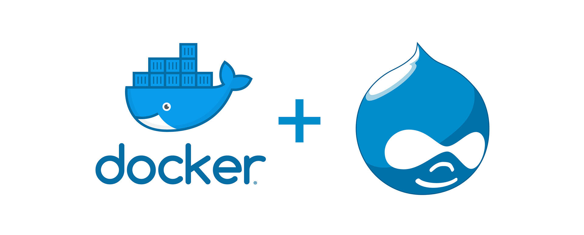 Docker logo (blue whale with containers on it's back). Typical container print was replaced with Drupal 8 logos.