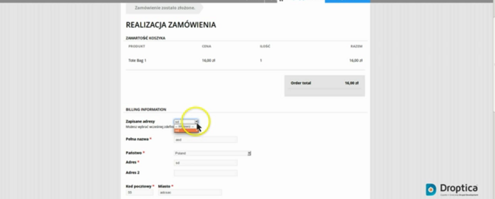 Drupal Commerce - Proces składania zamówienia