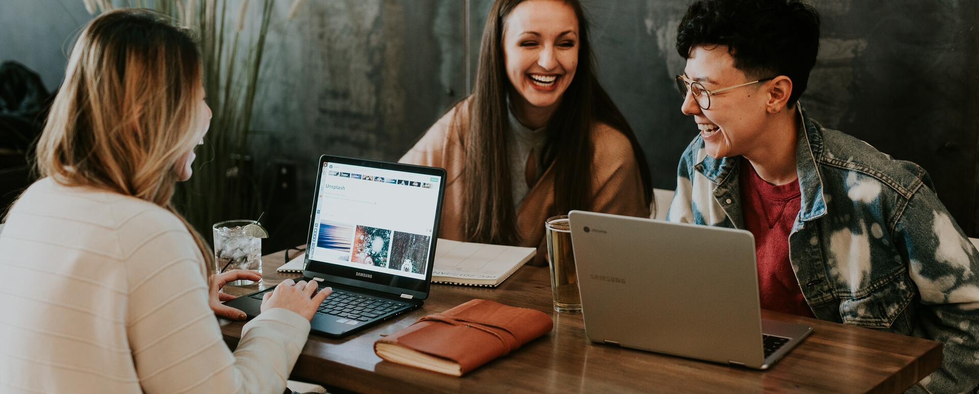 Team people laptops