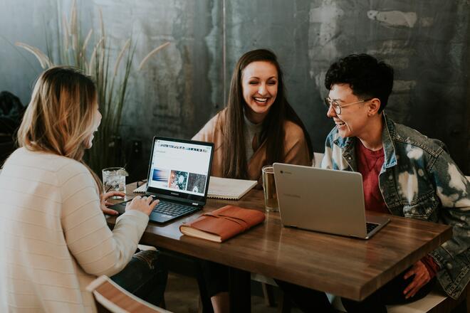 Team people laptops