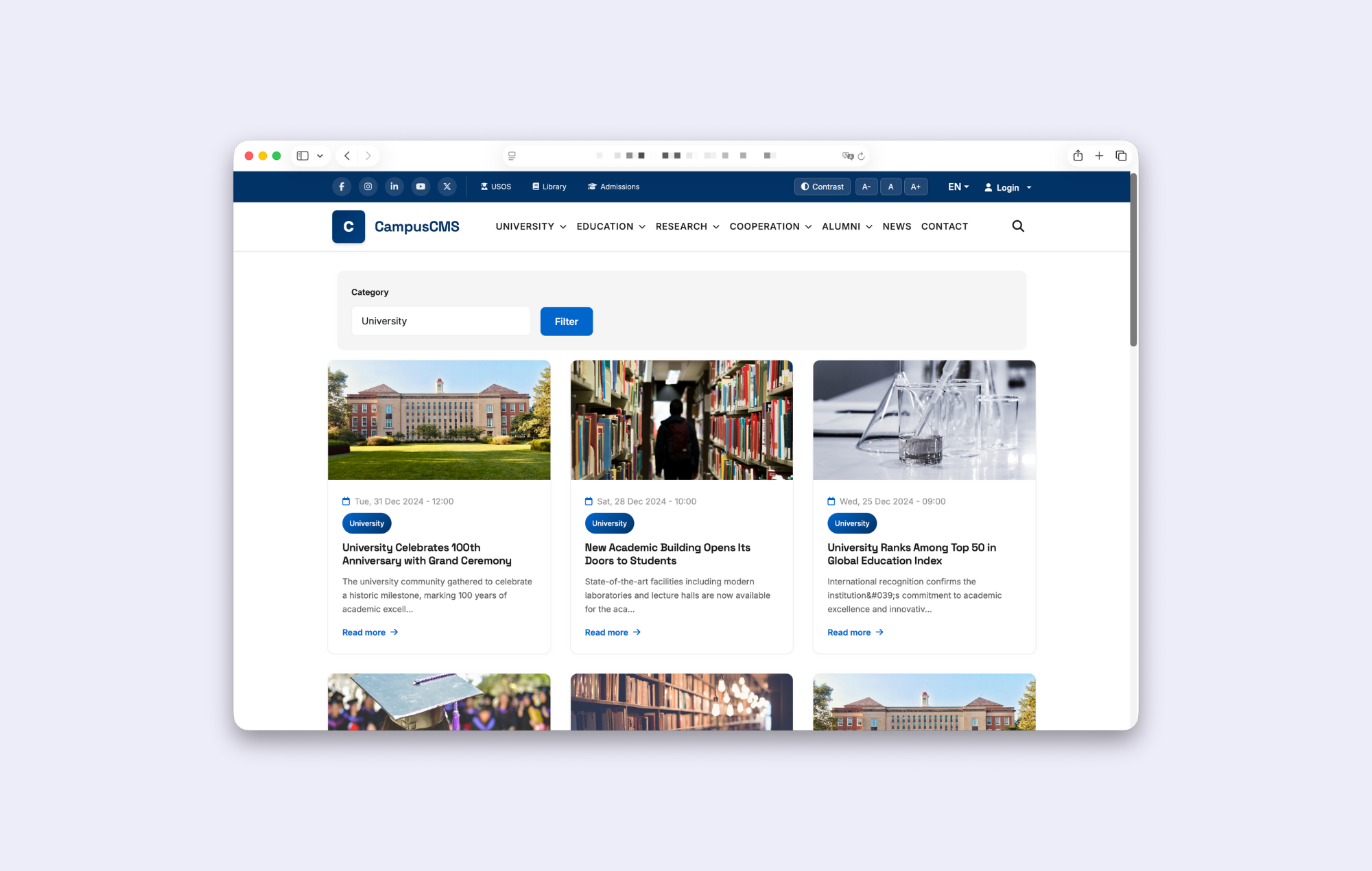 Aktualności i ogłoszenia w CampusCMS.