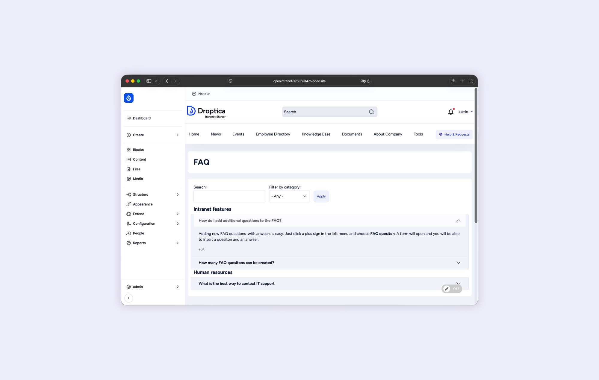 Najczęściej zadawane pytania (FAQ) w systemie Open Intranet.