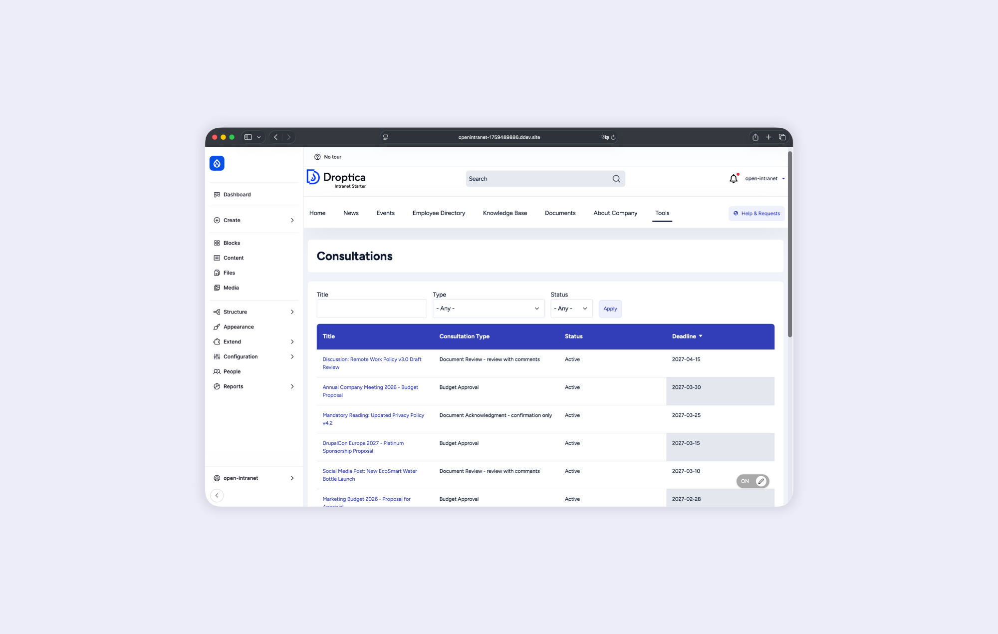 Proces konsultacji w Open Intranecie.