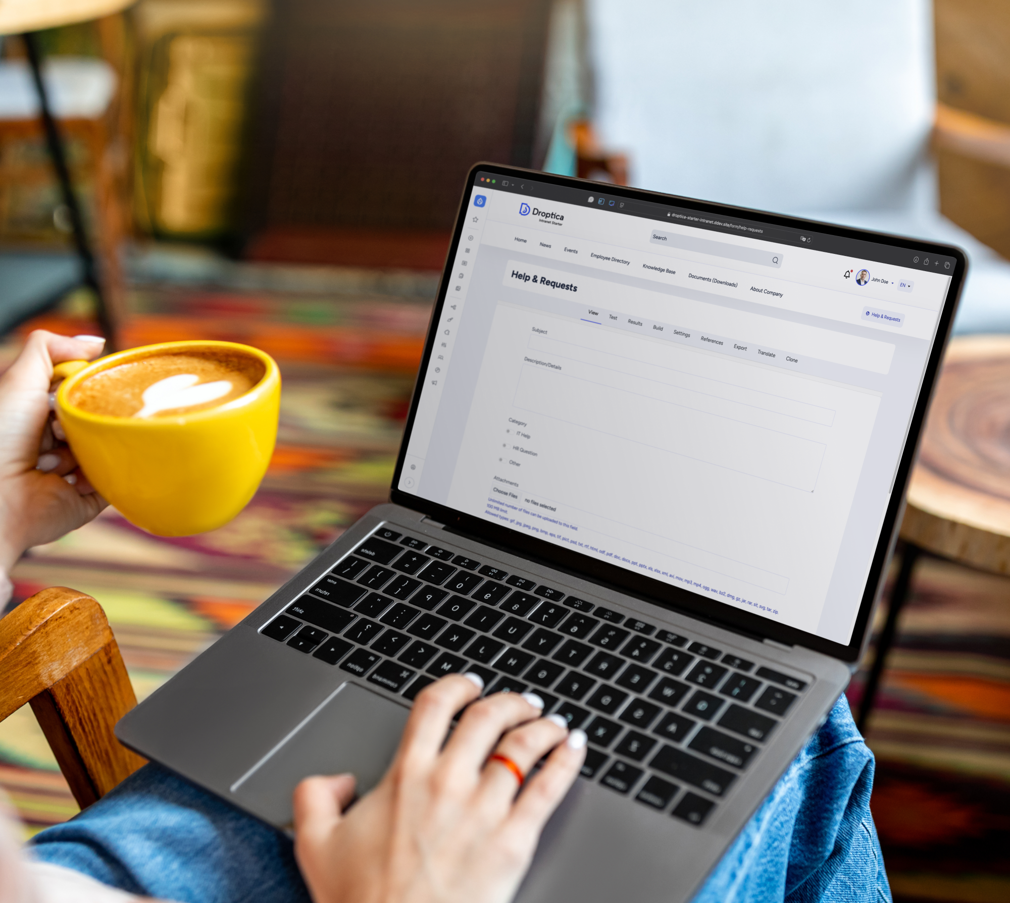 Ekran prezentujący system zaimplementowany w ramach customowego wdrożenia intranetu. 